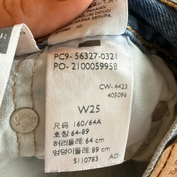 Levi Classic Distressed Blue Denim Jean Shorts - Women's - Picture 3 of 4